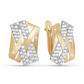 Золотые серьги КЮЗ Del'ta D122623 с фианитом D122623 фото