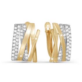 Золотые серьги КЮЗ Del'ta D122627 с фианитом D122627 фото