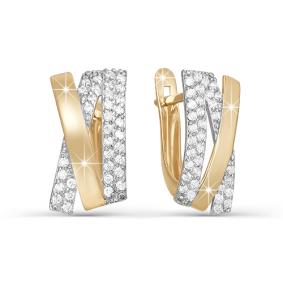 Золотые серьги КЮЗ Del'ta D122629 с фианитом D122629 фото