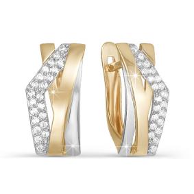 Золотые серьги КЮЗ Del'ta D122631 с фианитом D122631 фото