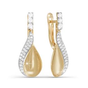 Золотые серьги КЮЗ Del'ta D122643 с фианитом D122643 фото