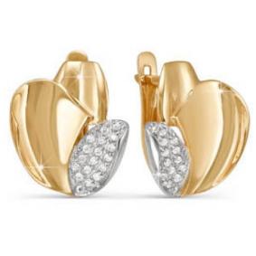 Золотые серьги КЮЗ Del'ta D122671 с фианитом D122671 фото