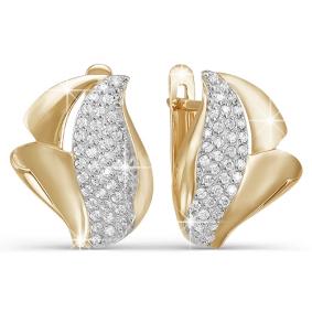 Золотые серьги КЮЗ Del'ta D122674 с фианитом D122674 фото