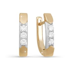 Золотые серьги КЮЗ Del'ta D122692 с фианитом D122692 фото