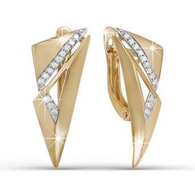 Золотые серьги КЮЗ Del'ta D122696 с фианитом D122696 фото