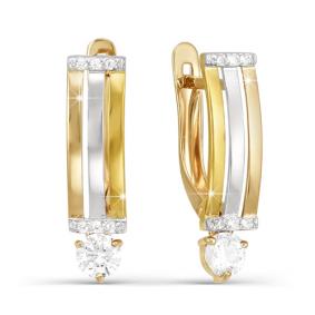 Золотые серьги КЮЗ Del'ta D122706 с фианитом D122706 фото
