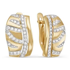 Золотые серьги КЮЗ Del'ta D122709 с фианитом D122709 фото