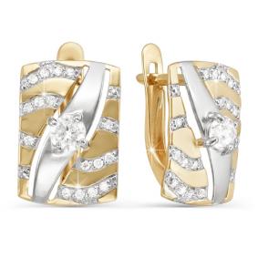 Золотые серьги КЮЗ Del'ta D122712 с фианитом D122712 фото