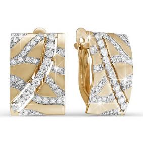 Золотые серьги КЮЗ Del'ta D122715 с фианитом D122715 фото