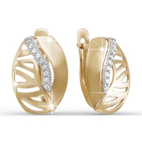 Золотые серьги КЮЗ Del'ta D122719 с фианитом D122719 фото