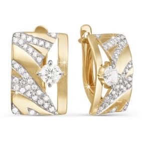 Золотые серьги КЮЗ Del'ta D122720 с фианитом D122720 фото