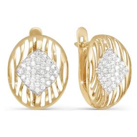 Золотые серьги КЮЗ Del'ta D122722 с фианитом D122722 фото