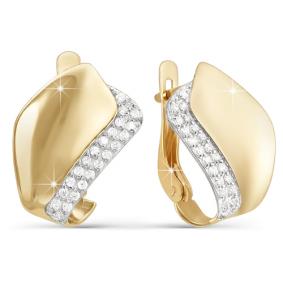 Золотые серьги КЮЗ Del'ta D122751 с фианитом D122751 фото