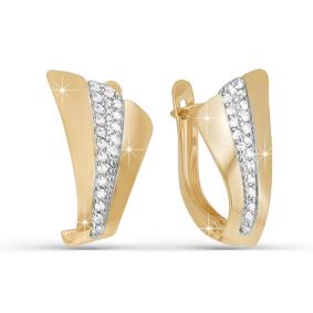 Золотые серьги КЮЗ Del'ta D122755 с фианитом D122755 фото