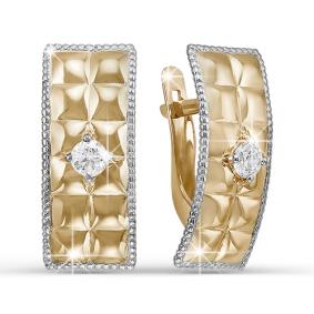 Золотые серьги КЮЗ Del'ta D122767 с фианитом D122767 фото