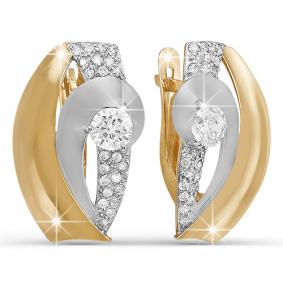 Золотые серьги КЮЗ Del'ta D122768 с фианитом D122768 фото