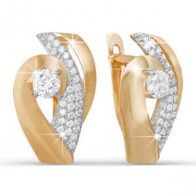Золотые серьги КЮЗ Del'ta D122771 с фианитом D122771 фото