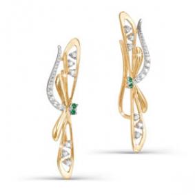 Золотые серьги КЮЗ Del'ta D122789 с фианитом D122789 фото