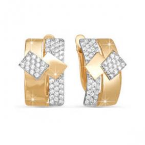 Золотые серьги КЮЗ Del'ta D122806 с фианитом D122806 фото