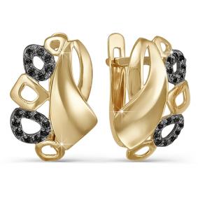 Золотые серьги КЮЗ Del'ta D122830 с фианитом D122830 фото