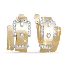 Золотые серьги КЮЗ Del'ta D122841 с фианитом D122841 фото
