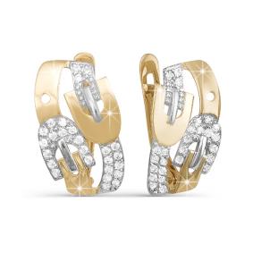 Золотые серьги КЮЗ Del'ta D122843 с фианитом D122843 фото