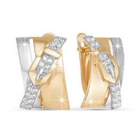 Золотые серьги КЮЗ Del'ta D122844 с фианитом D122844 фото