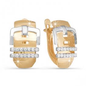 Золотые серьги КЮЗ Del'ta D122852 с фианитом D122852 фото