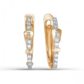 Золотые серьги Ремень КЮЗ Del'ta с фианитом D122854 D122854 фото