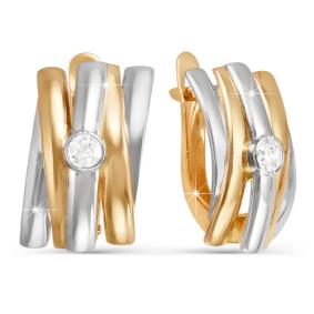 Золотые серьги КЮЗ Del'ta D122881 с фианитом D122881 фото