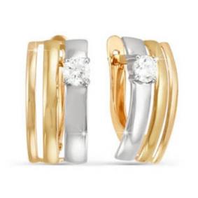 Золотые серьги КЮЗ Del'ta D122886 с фианитом D122886 фото