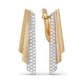 Золотые серьги КЮЗ Del'ta D122898 с фианитом D122898 фото