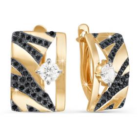 Золотые серьги КЮЗ Del'ta D122920 с фианитом D122920 фото