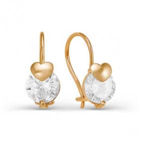 Золотые серьги КЮЗ Del'ta D122921 с фианитом D122921 фото