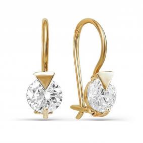 Золотые серьги КЮЗ Del'ta D122922 с фианитом D122922 фото