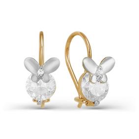 Золотые серьги КЮЗ Del'ta D122923 с фианитом D122923 фото