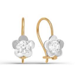 Золотые серьги КЮЗ Del'ta D122927 с фианитом D122927 фото