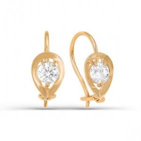 Золотые серьги КЮЗ Del'ta D122929 с фианитом D122929 фото
