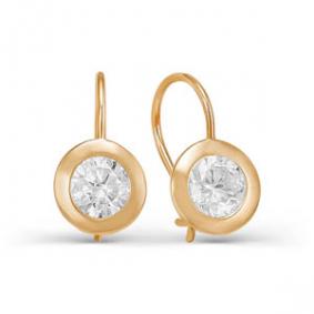 Золотые серьги КЮЗ Del'ta D122930 с фианитом D122930 фото