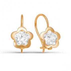 Золотые серьги КЮЗ Del'ta D122932 с фианитом D122932 фото