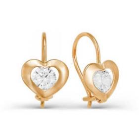 Золотые серьги КЮЗ Del'ta D122933 с фианитом D122933 фото