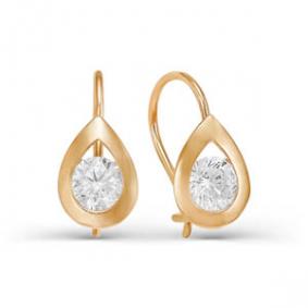 Золотые серьги КЮЗ Del'ta D122934 с фианитом D122934 фото