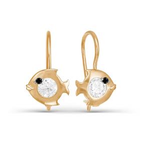 Золотые серьги КЮЗ Del'ta D122938 с фианитом D122938 фото