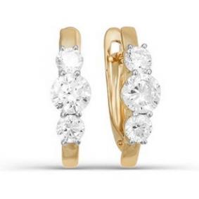 Золотые серьги КЮЗ Del'ta D122940 с фианитом D122940 фото
