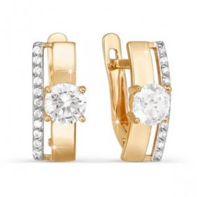 Золотые серьги КЮЗ Del'ta D122942 с фианитом D122942 фото