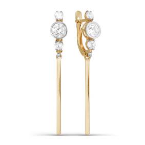 Золотые серьги КЮЗ Del'ta D122951 с фианитом D122951 фото