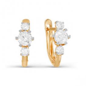 Золотые серьги КЮЗ Del'ta D122952 с фианитом D122952 фото