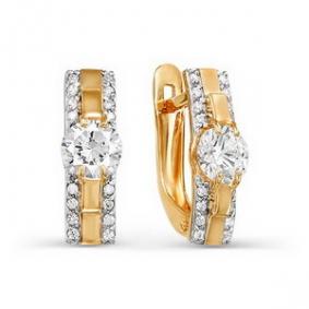 Золотые серьги КЮЗ Del'ta D122953 с фианитом D122953 фото