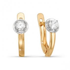 Золотые серьги КЮЗ Del'ta D122955 с фианитом D122955 фото