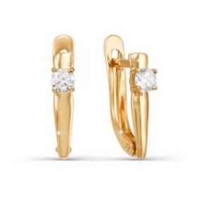 Золотые серьги КЮЗ Del'ta D122957 с фианитом D122957 фото